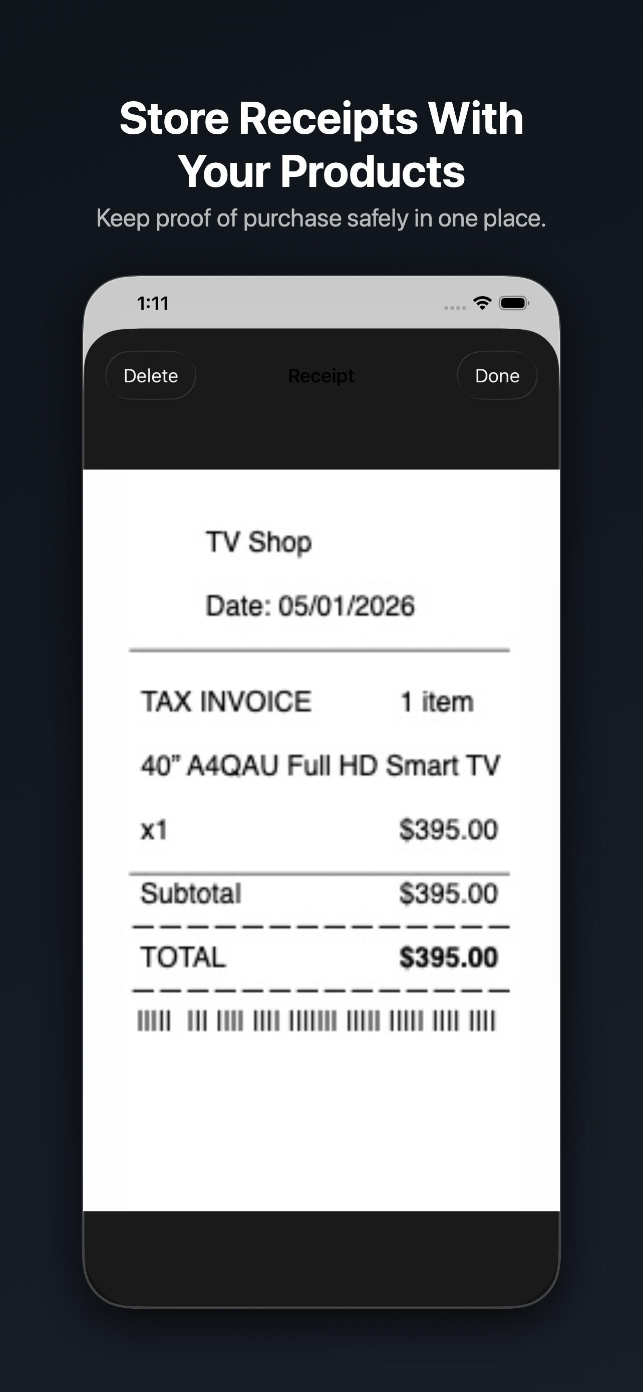Receipt Storage