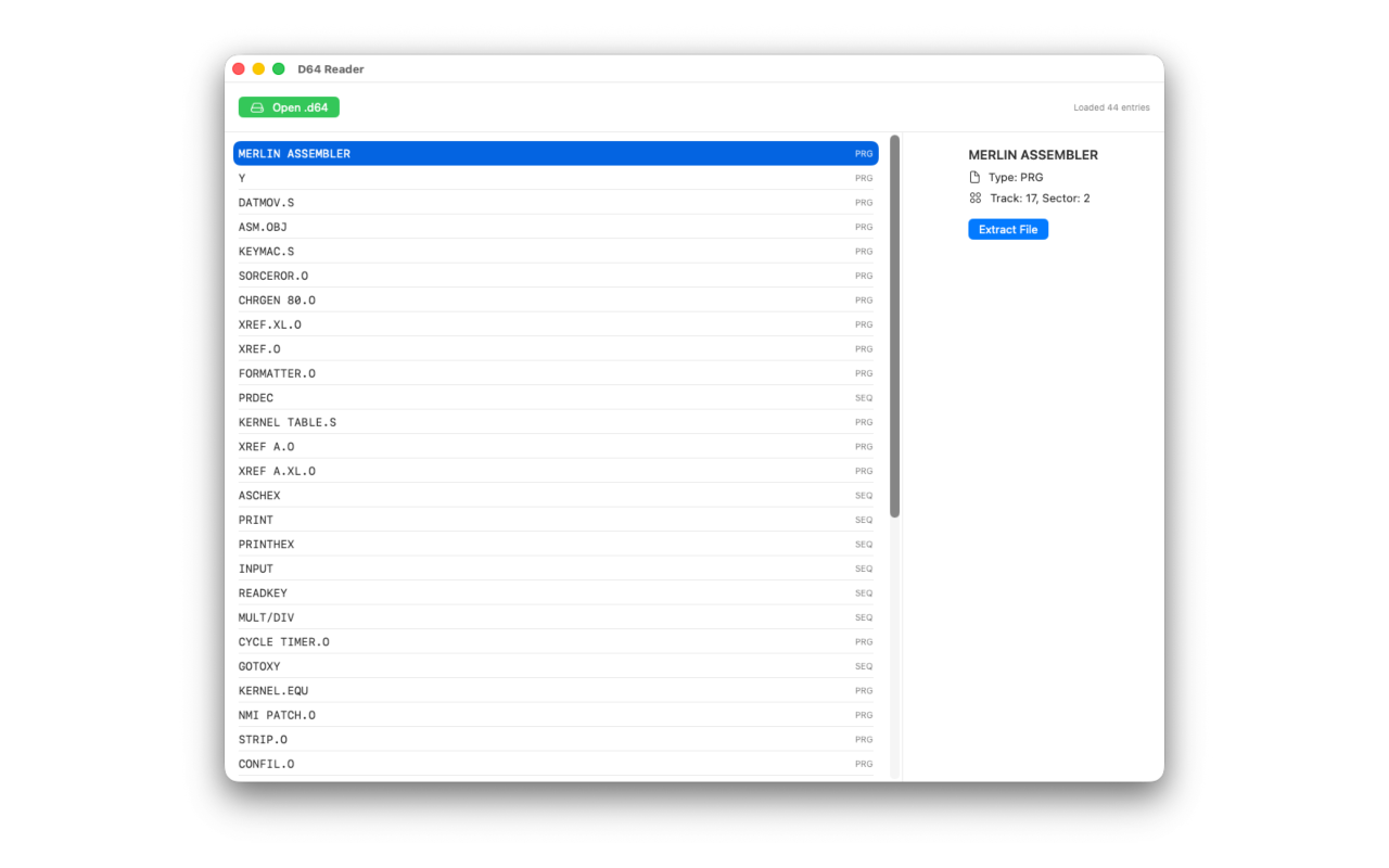 D64 Reader Main Window